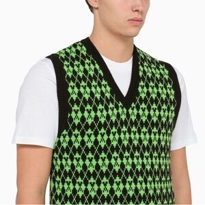 Ami Paris Black And Green Ami De Coeur Embroidered Vest men’s size M